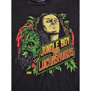 Jungle Boy And Luchasaurus Adult Men’s XXL Black AEW Wrestling T-Shirt